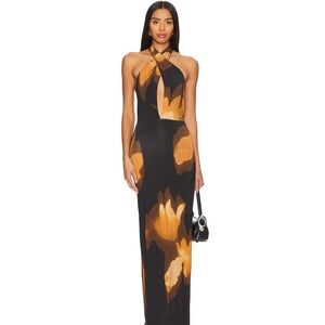 AFRM Noir and Amber Floral Dress